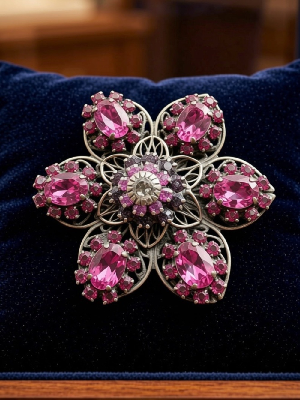 Liz Palacios Fuschia Flower Brooch Pin